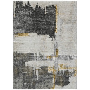 Gray And Tan Abstract Washable Indoor Outdoor Area Rug - 1 of 4