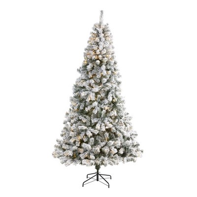 Nearly Natural 8' Flocked West Virginia Fir Prelit LED Artificial Christmas Tree
