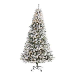 Nearly Natural 8' Flocked West Virginia Fir Prelit LED Artificial Christmas Tree - 1 of 1