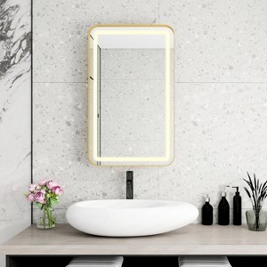 Rectangle Medicine Cabinet Mirror Bathroom Mirror with Storage and LDE, Wall Mounted Medicine Mirror Cabinet, for Bathroom, Living Room, Bedroom - 1 of 4
