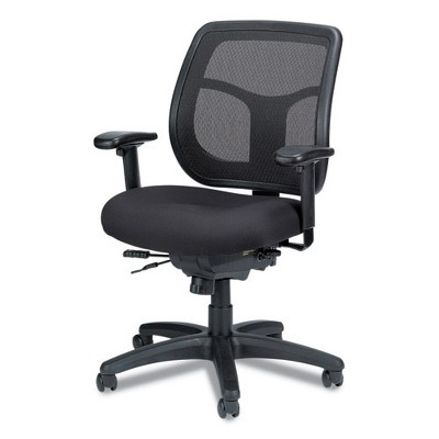Adjustable Black Leather and Mesh Executive Swivel Chair with Armrests