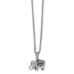 Black Bow Jewelry Stainless Steel Antiqued Circus Elephant Necklace, 20 Inch - 1 of 4