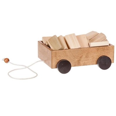 wooden push cart with blocks