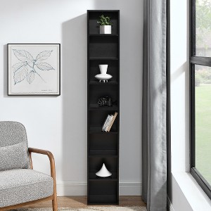 ACEPANO 70.87 in. H 8-Tier Multi-Functional Double-Layer Bookcase with Adjustable Shelves for Home & Office-Black - 1 of 4