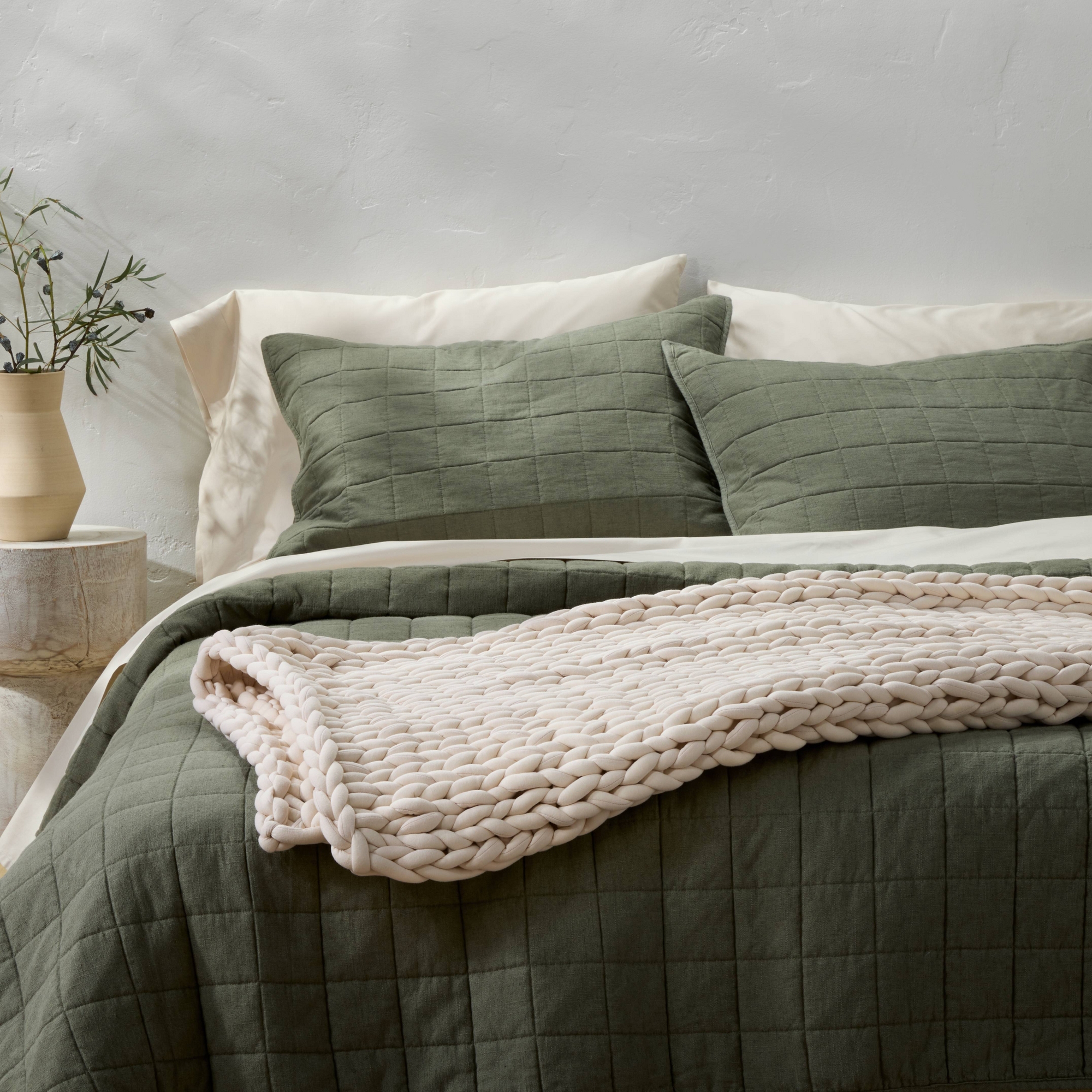 50"x70" 12lbs Solid Knit Weighted Blanket Natural - Casaluna™