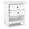 Vynxaria Transitional 2-Drawer Bedside Table - White Finish, 16"D x 24"W x 26"H, Solid Wood, Brushed Nickel Pulls - 2 of 4