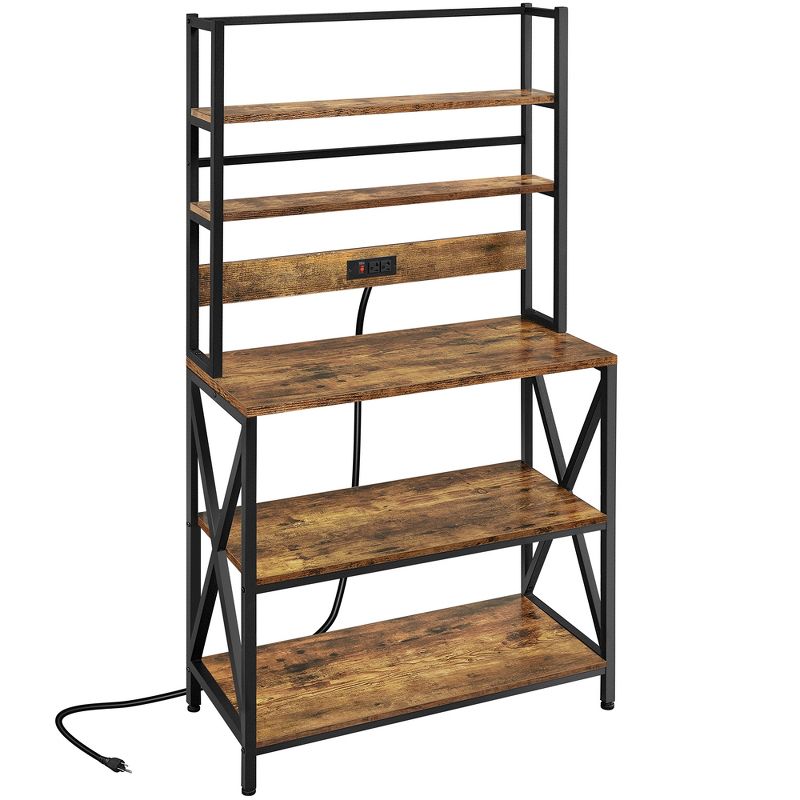 Yaheetech 5-Tier Kitchen Baker’s Racks with Power Outlets, Coffee Bar Station With Hutch, 1 of 8