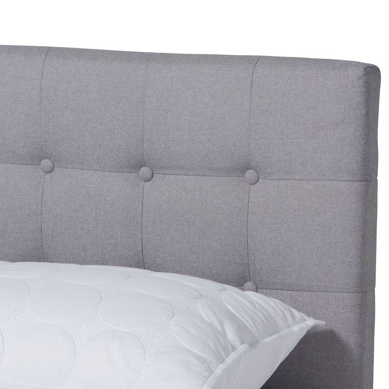 Devan Fabric Upholstered Walnut Finished Platform Bed - Baxton Studio, 5 of 8