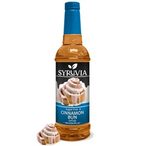 Syruvia Sugar Free Cinnamon Bun Syrup - 25.4 fl oz. Premium Flavoring Syrup For Coffee - 1 of 4