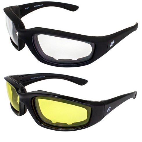 2 Pairs of Birdz Eyewear Oriole Safety Motorcycle Sunglasses with Clear to Smoke Sunlight Reactive, Yellow Lenses - image 1 of 4