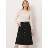 Allegra K Women's High Waist Solid Button Front A-Line Belted Corduroy Midi Skirt - 2 of 4
