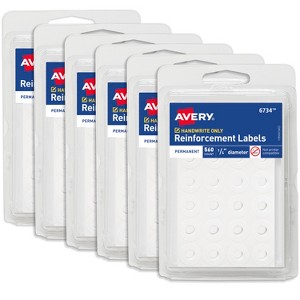 Avery Reinforcement Stickers, 1/4", 560 Total (6734) (Pack of 6) - 1 of 4