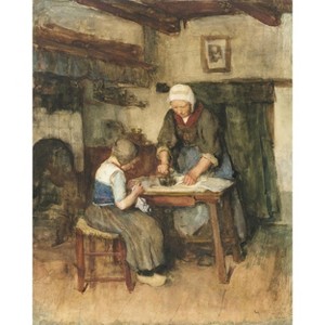 Poster Master Interior with Woman Ironing and Sewing Child - 1 of 2