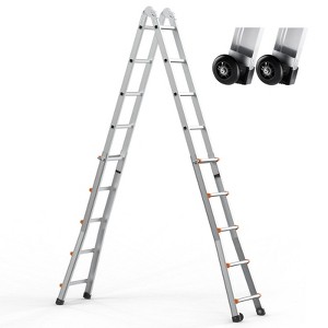 Cesicia 16.7 FT Silver Aluminum Alloy Extension Multi-Function A Frame Telescoping Ladder - 1 of 4