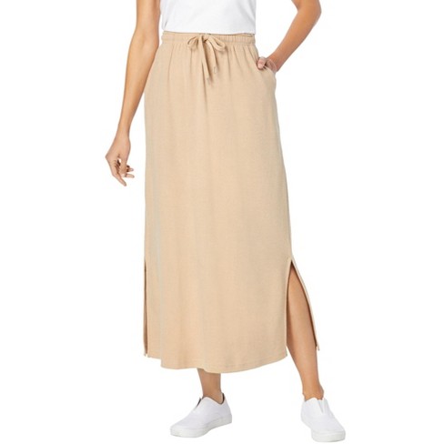 Woman Within Women s Plus Size Sport Knit Side slit Skirt 38 40 New Khaki Target