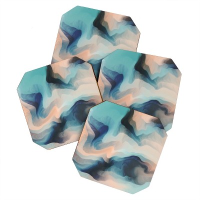 Marta Barragan Camarasa Abstract tidal waves Set of 4 Coasters - Deny Designs