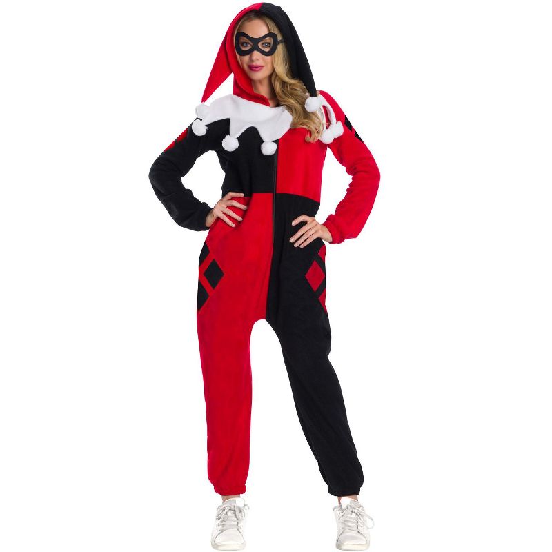 DC Comics Harley Quinn Jumpsuit Women's Costume, 1 of 2