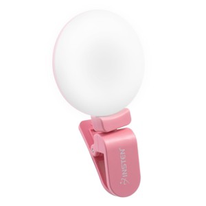 Insten Video Conference Lighting Kit, LED Mini Ring Lights Clip on (Small, Thumb Size Clip) for Phone & Tablet, Dimmable, Button Control - 1 of 4
