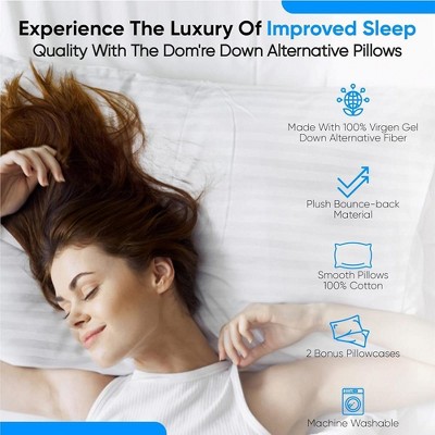 Set of 2 Cooling Down Alternative Gel Fiber Bed Pillows With 100% Cotton Cover, Pillow Cases Included. Standard Size - Gray