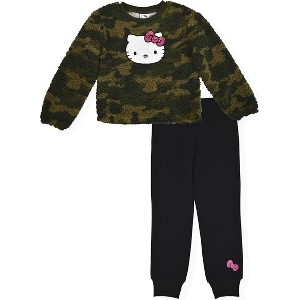 Hello Kitty Little/Big Girls’ 2-Piece High-Pile Fleece Sweatshirt & Jogger Set - 1 of 4