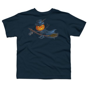 Boy's Design By Humans Halloween flying pumpkin By officegeekshop T-Shirt - 1 of 2