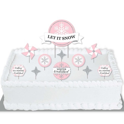 Big Dot Of Happiness Pink Winter Wonderland Holiday Snowflake Birthday Party Baby Shower Cake Decor Kit Let It Snow Cake Topper Set 11 Pieces Target