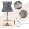 QingMoon Swivel Bar Stools Set of 2, Adjustable Barstools, Velvet Tufted Counter Height Chairs with Nailhead Trim for Kitchen Island, Home Pub - 3 of 4