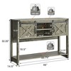 RoyalCraft Farmhouse Entryway Console Table with Storage Shelves, Sliding Barn Door and Spacious Tabletop for Living Room or Foyer, Light Grey - 3 of 4