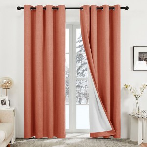 Deconovo 2 Panels Linen Look Blackout Curtains with 8 Grommets, Thermal Insulated Drapes - 1 of 4