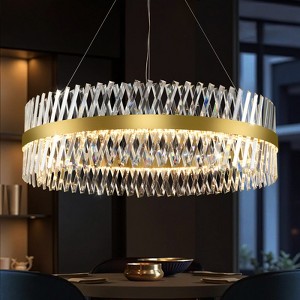 CityFurn Modern Round LED Crystal Chandelier Drum Pendant Light - 1 of 4