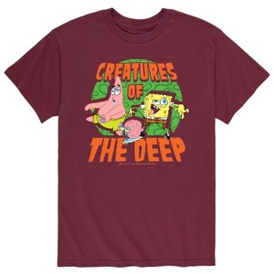 Men's - SpongeBob SquarePants - Halloween Creatures Of The Deep Spongebob, Gary, and Patrick Short Sleeve Graphic T-Shirt - 1 of 4