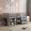 Infurnic Beds, Bunk Bed Twin Over Twin with Ladder, High Guardrail, Built-in Drawers and Bookshelves for Kids Boys Girls, Gray, 77.5"*44.5"*39.5" - 2 of 4