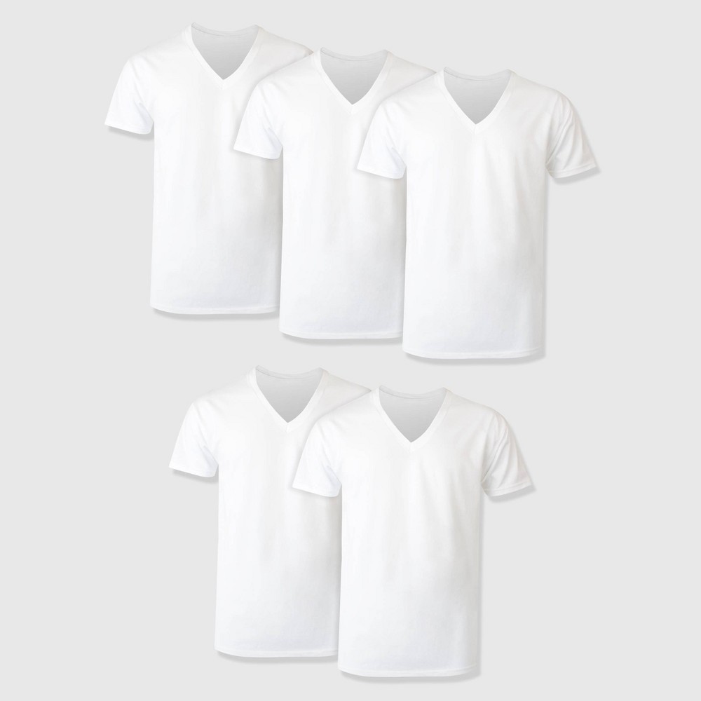 Hanes Premium Men's Short Sleeve V-Neck T-Shirt 5pk - White L