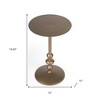 HomeRoots 19" Bronze Aluminum Round Drink Size Pedestal End Table - 3 of 4