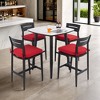 UNISOAR Modern 5PC Outdoor Patio Bar Set,Rounded Square Sintered Stone Table & 4 Swivel Bar Chairs,Non-Rust Aluminum Frame, Marble-Inspired Top - 3 of 4