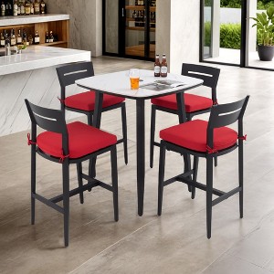 Christopher Knight Home Vogt 5 Piece Aluminum Armless Bar Set with Removable Sunbrella Cushion - 1 of 4