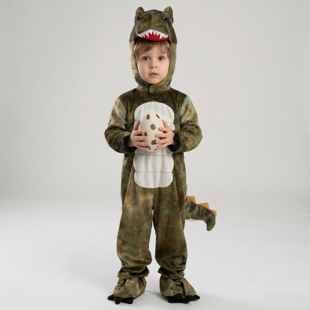 Joyfy Halloween Costume Dinosaur Jumpsuit for Kid, T-Rex Outfit with 3D Hood, Tail & Egg –Animal Suit for Boys Girls Dress Up Party - thumbnail 8