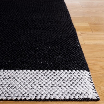 Handmade Black and Ivory Wool Flat Woven 8' x 10' Rug