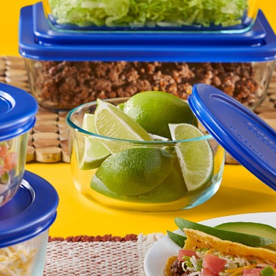Pyrex 10pc Glass Storage Set: Odor & Stain-Resistant Containers with Lids, Microwave & Freezer Safe, Dishwasher Safe ‼️only 4 containers and 5 lids‼️