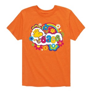 Boys' - Peanuts - Peace Floral & Colorful Woodstock Short Sleeve Graphic T-Shirt - 1 of 4