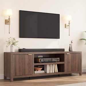 Fluted TV Stand for Tvs up to 80",Mid Century Modern TV Stand with Open Shelf,Entertainment Center Wood TV Media Console for Living Room - 1 of 4