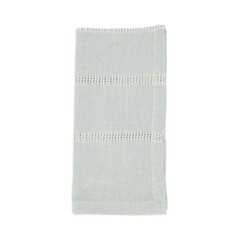 Saro Lifestyle Leno Stripe Elegance Napkin (Set of 4), Blue, 20"x20", 1 of 5