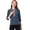 Allegra K Women's Office Bow Tie V Neck 3/4 Sleeve Elegant Chiffon Work Tops - 2 of 4
