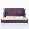 Christopher Knight Home Nathan Velvet Tufted Platform Bed with Wingback Headboard and Nailhead Trim - 2 of 4