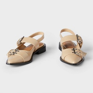 Women's Peyton Double Buckle Slingback Flats - Wild Fable™ Beige - 1 of 4