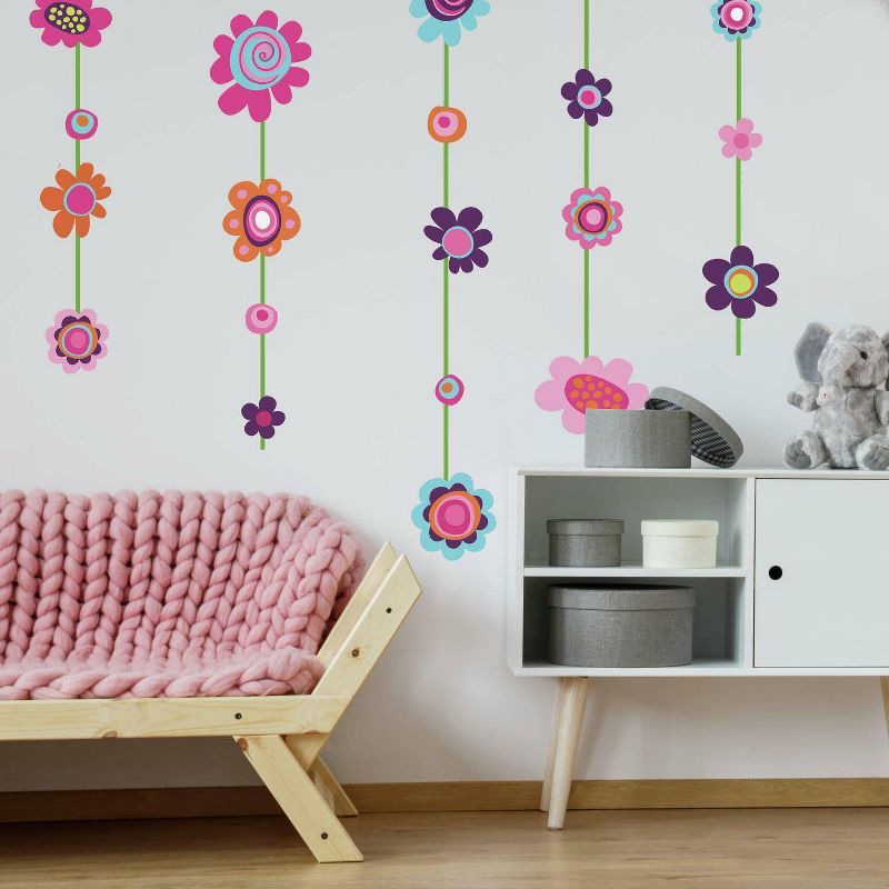 Flower Striped Peel and Stick Giant Wall Decal - RoomMates, 4 of 9