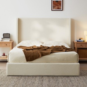 King Size Upholstered Platform Bed with 52.4" High Headboard - 1 of 4