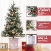 2 Pcs 3 Ft Prelit Artificial Christmas Tress with 78 Warm White Lights (Timeable), White Lamp Base, Snow Flocked Xmas Tree for Christmas Decor - 4 of 4
