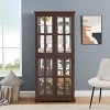 Vynxaria Antique Glass High Cabinet: Grid Doors, Adjustable Shelves, Integrated Lighting for Books/Collectibles - 2 of 4