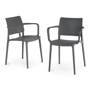 WRGHOME Garden Modern Outdoor/Indoor Plastic Resin Stacking Patio Dining Chairs (Set of 2) - 1 of 4